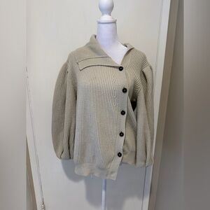 G. Cream Asymmetrical Knit Sweater